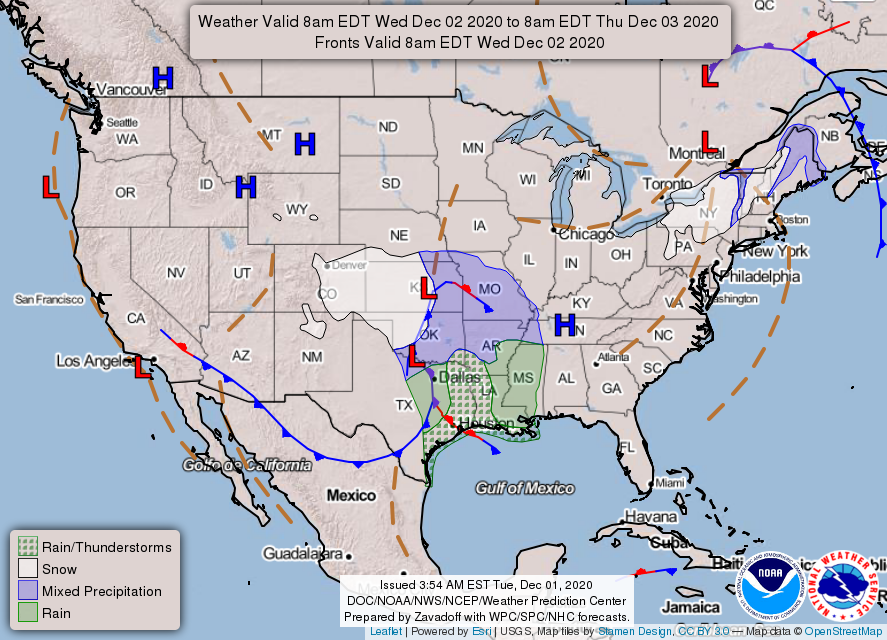 Forecast surface map for tomorrow